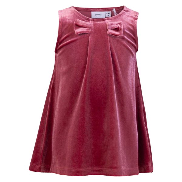 Guppy - Pige kjole med velour - Rød - Størrelse 68