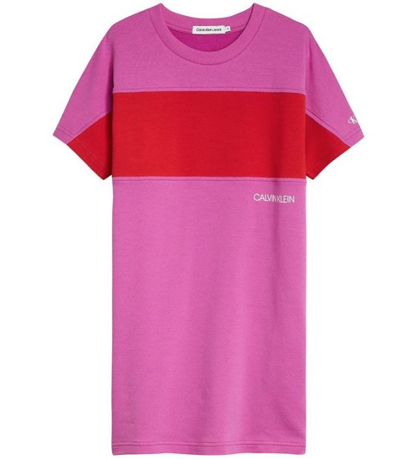 Calvin Klein Kjole - Colour Block - Lucky Pink/Red - 12 år (152) - Calvin Klein Kjole