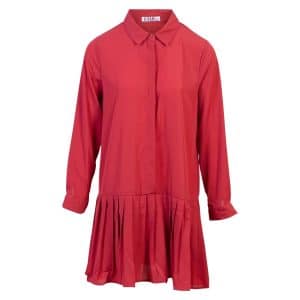 Dame kjole m. plissé - Rød - Størrelse L/XL