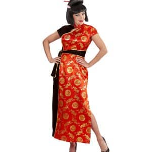 Rød/Sort Orientalsk Kjole Kostume