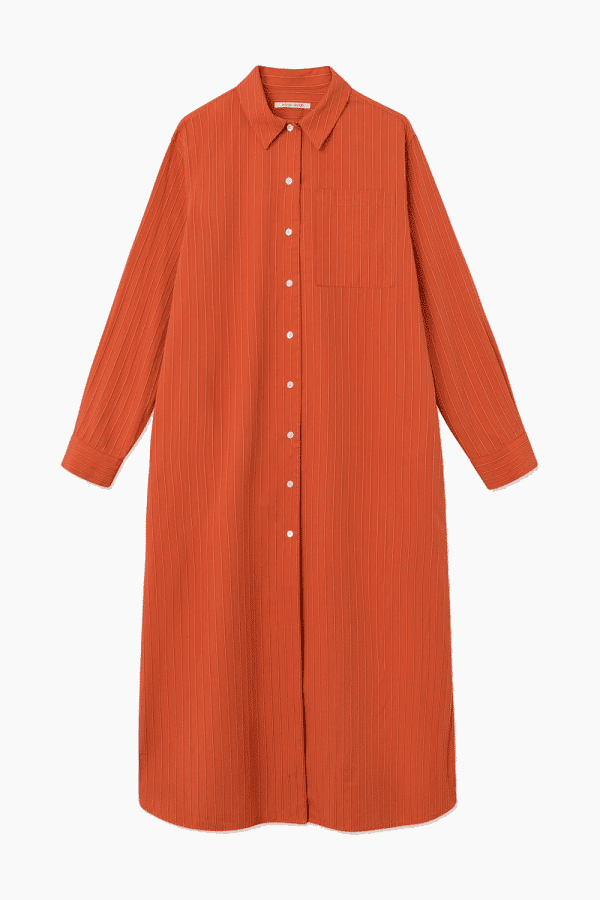 Saga Popline Stripe Dress - Red Stripes - Wood Wood - Rød L