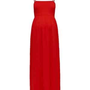 Emma s/l smock maxi kjole - FIERY RED - M