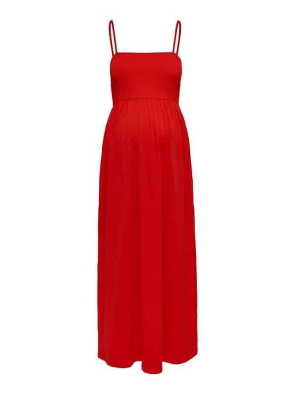 Emma s/l smock maxi kjole - FIERY RED - M