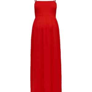 Emma s/l smock maxi kjole - FIERY RED - XL