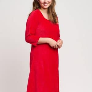 Flot rød kjole i blød og strækbar bomulds fløjl