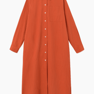 Saga Popline Stripe Dress - Red Stripes - Wood Wood - Orange L