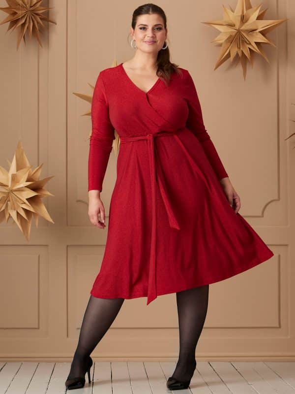 Zhenzi JAYLEE - Rød glimmer kjole, 42-44 / S
