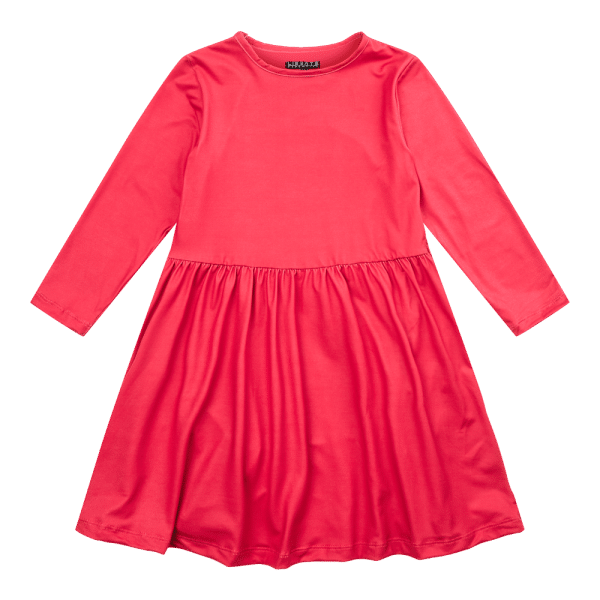 Liberté - Alma KIDS LS Babydoll Dress, 9658 - Red - 110/116