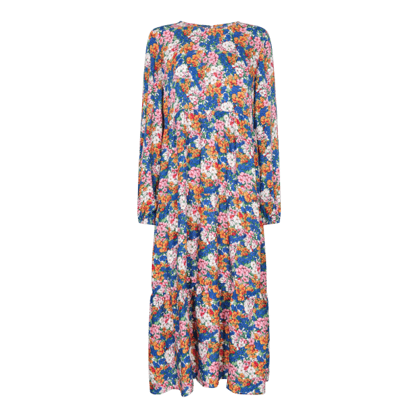 Liberté - Sanna LS Long Dress - Blue Orange Flower - S