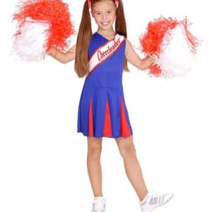 Cheerleader Blå/Rød Børnekostume