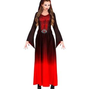 Gotisk Kjole Med Hætte Rød