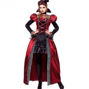 Rød Viktoriansk Vampyrinde Kostume