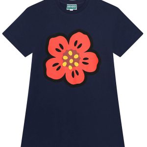 Kenzo Kjole - Navy/Rød m. Blomst