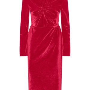 Y.A.S - Kjole - YAS Novella High Neck LS Midi Dress - Tango Red