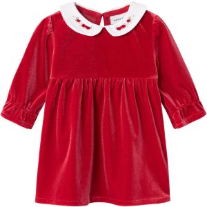 Name It Jester Red Rinna Velour Kjole - Str. 50