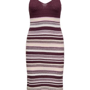 JDY - Kjole - Tropica S/L V-Neck Dress - Fig/Chalk Pink/Birch