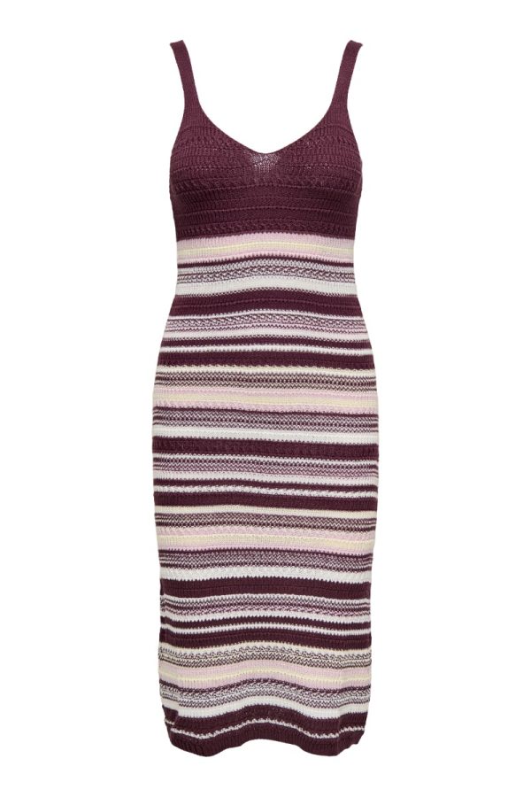 JDY - Kjole - Tropica S/L V-Neck Dress - Fig/Chalk Pink/Birch