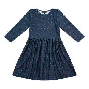 Liberté Alma LS Babydoll Dress KIDS - Hearts Navy X-Mas 21
