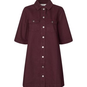 Mira-G denimkjole - Dark Burgundy