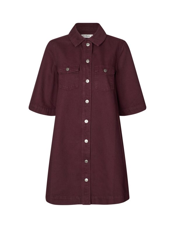 Mira-G denimkjole - Dark Burgundy