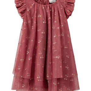 Sofie Schnoor Kjole - Coral Pink m. Kirsebær/Glimmer