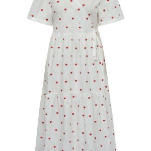 A-View - Kjole - Caisa Heart Ancle Dress - White/red