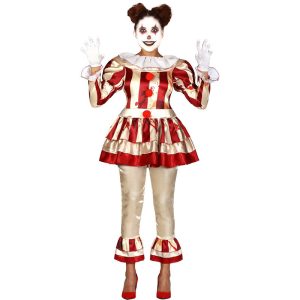 Horror Klovn Kjole Kostume Rød/Hvid