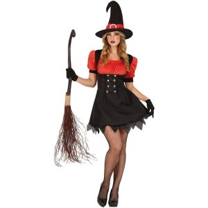 Klassisk Heks Kostume Rød/Sort