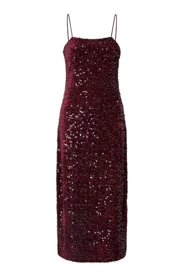 Pieces - Kjole - Kam SL Ankle Slip Dress - Tawney Port Sequins (Levering start september)