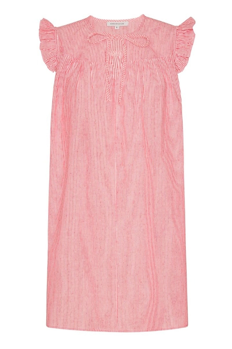 Continue - Kjole - Lilly Stripe Dress - Red Stripe