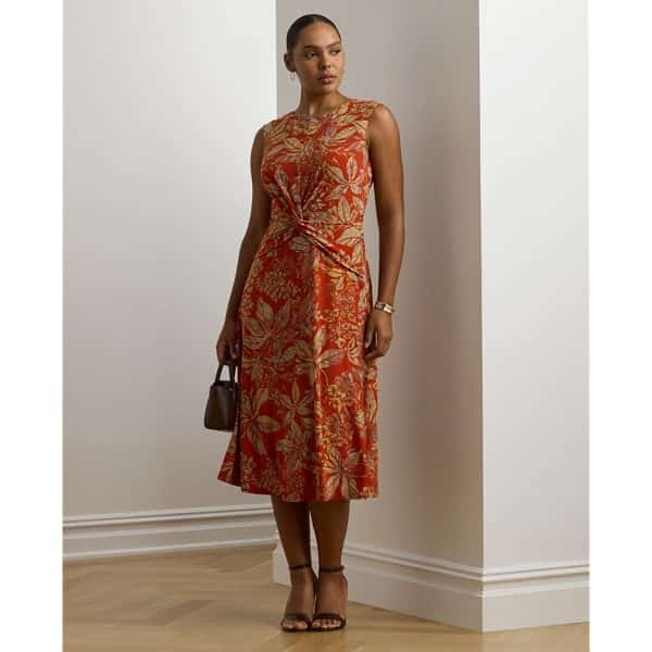 Floral Twistfront Stretch Jersey Dress
