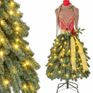 Jule gine med lys indendørs H150 cm - Rød/Grøn