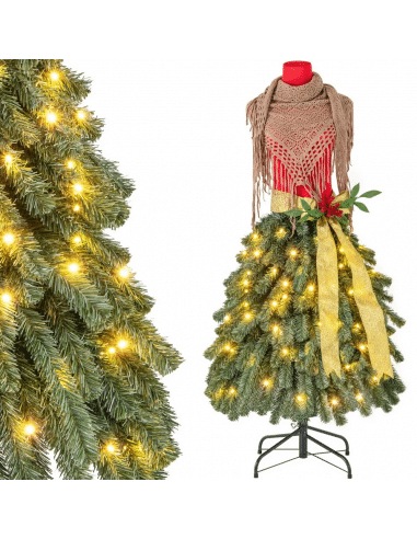 Jule gine med lys indendørs H150 cm - Rød/Grøn