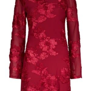 Neo Noir - Kjole - Dirina Big Flower Mesh Dress - Red (Levering start december)
