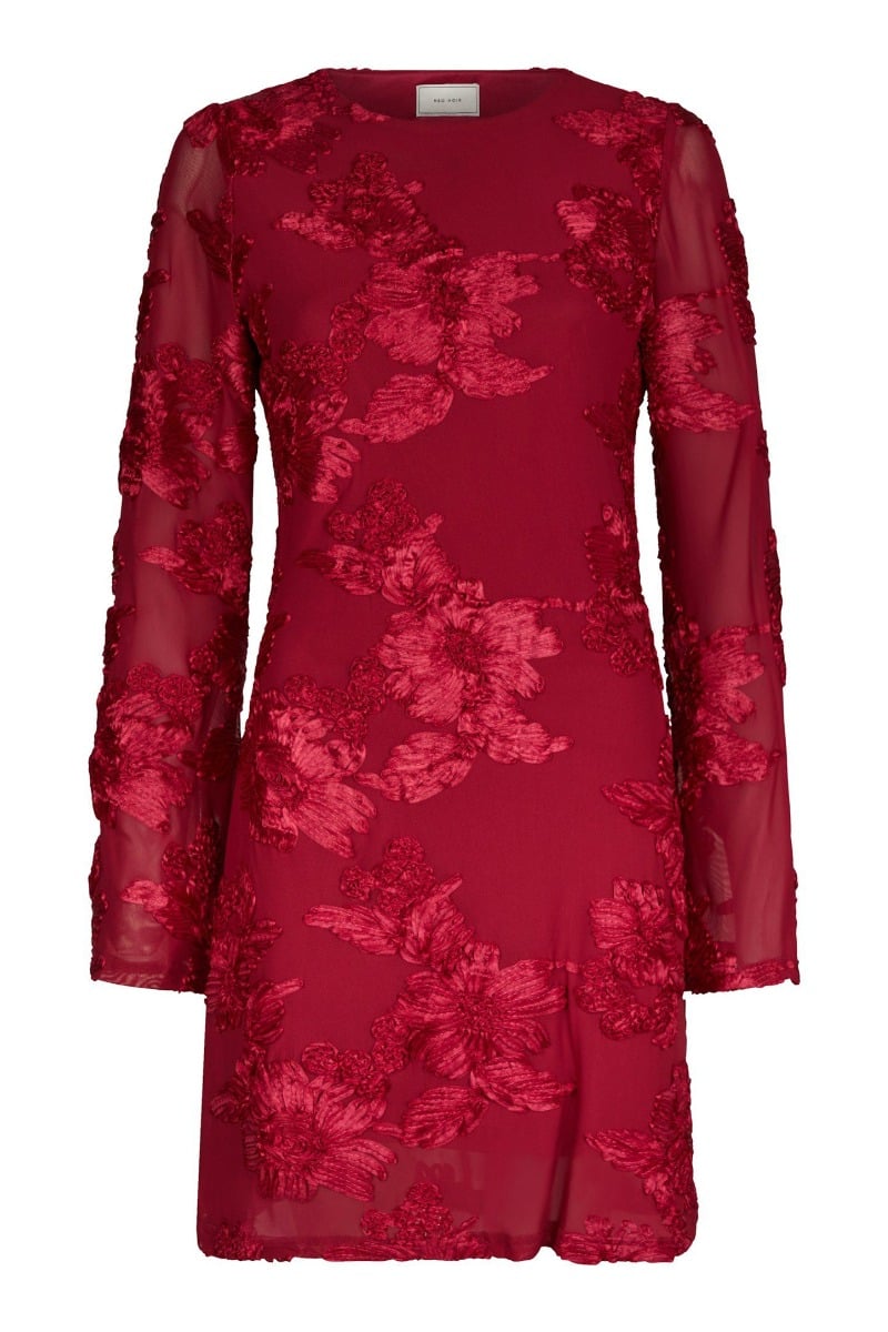 Neo Noir - Kjole - Dirina Big Flower Mesh Dress - Red (Levering start december)