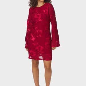 Dirina Big Flower Mesh kjole - rød