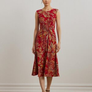 Floral Twistfront Stretch Jersey Dress