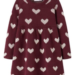 NAME IT Strik Kjole Oana Burgundy Peyote Heart
