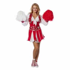 Rød/Hvid Cheerleader Kjole Kostume