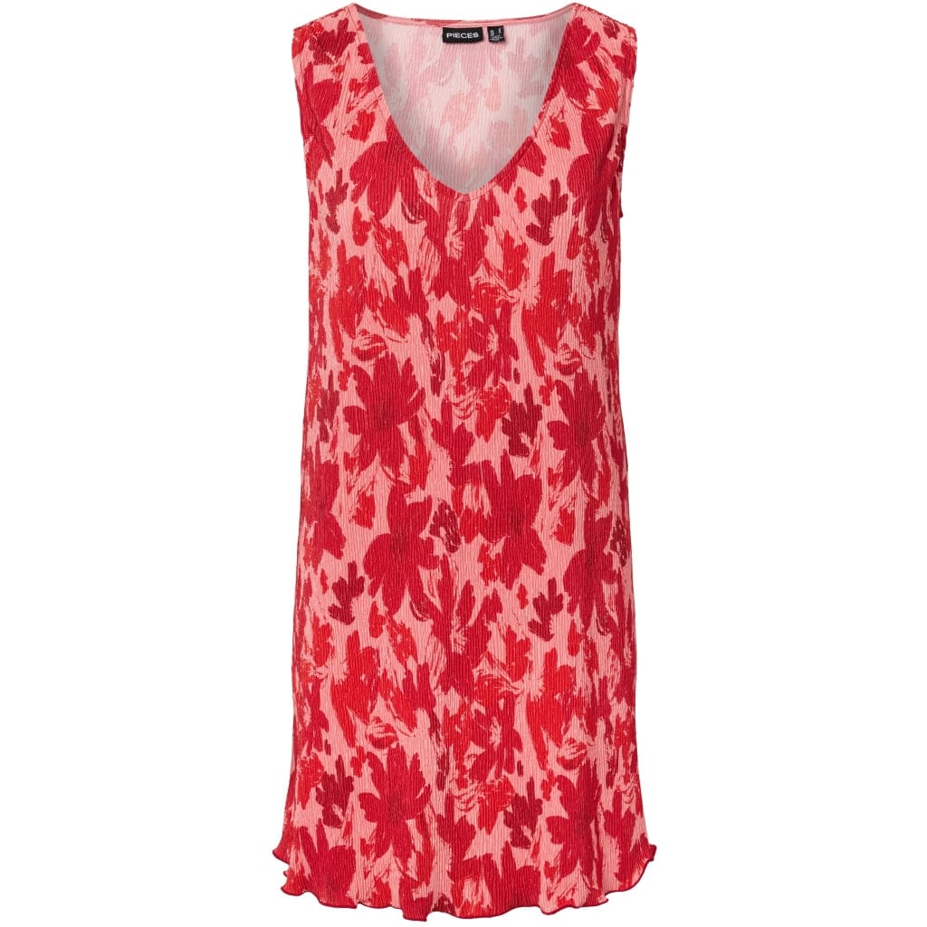 PIECES dame kjole PCFLORA - Adrenaline Rush Red tone flowers